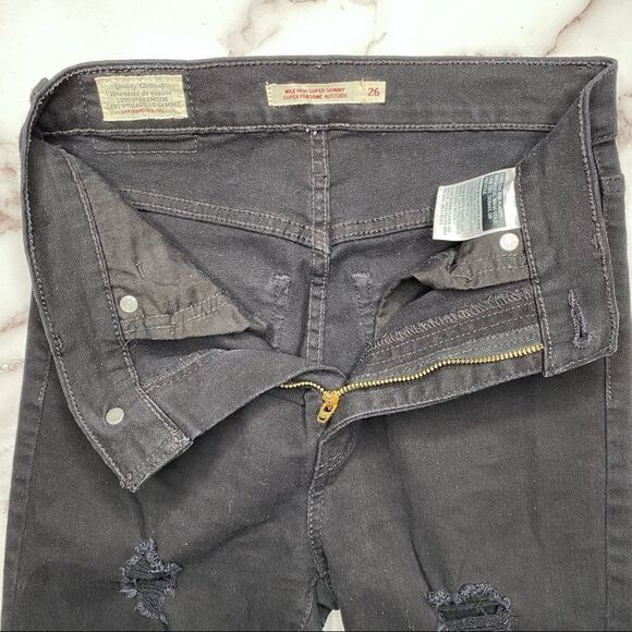 LEVI’S Mile High Super Skinny Black Denim Jeans - Size 26 - Picture 5 of 11